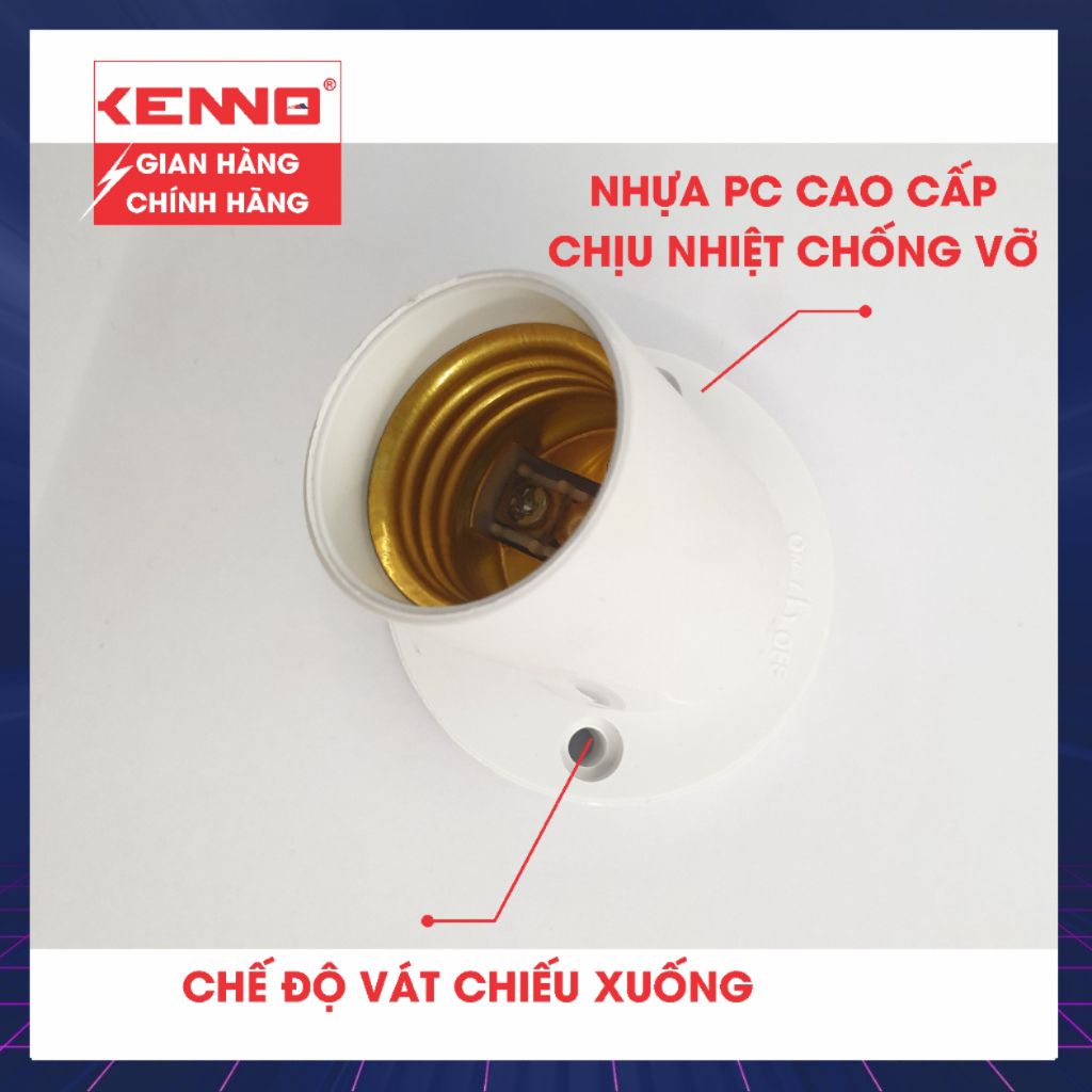 Đui Đèn Thông Minh 2 Chế Độ (Vát + Thẳng) Qled/Kenno gắn tường chuẩn E27