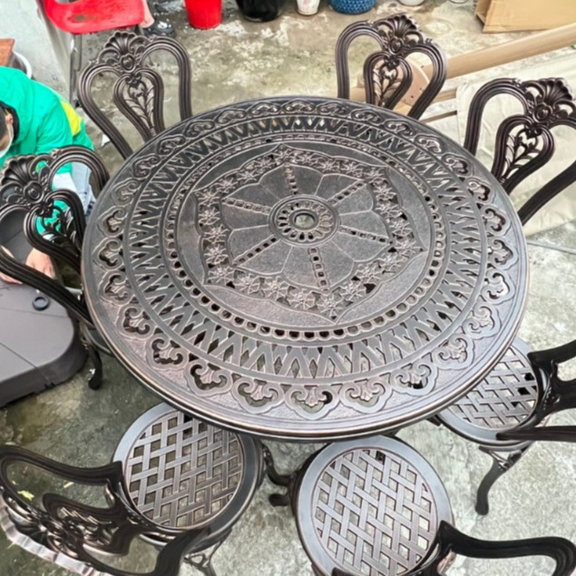 Bộ bàn ghế ban công ngoài trời Nhôm đúc Bàn ghế sân vườn ngoài trời Tròn Bàn ghế ngoài trời - HP48