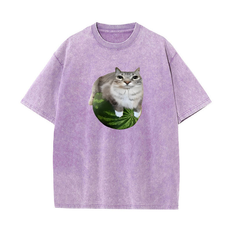 Áo thun Cat Silly Cat Meme in dưa hấu sang trọng, cổ điển, unisex nam nữ