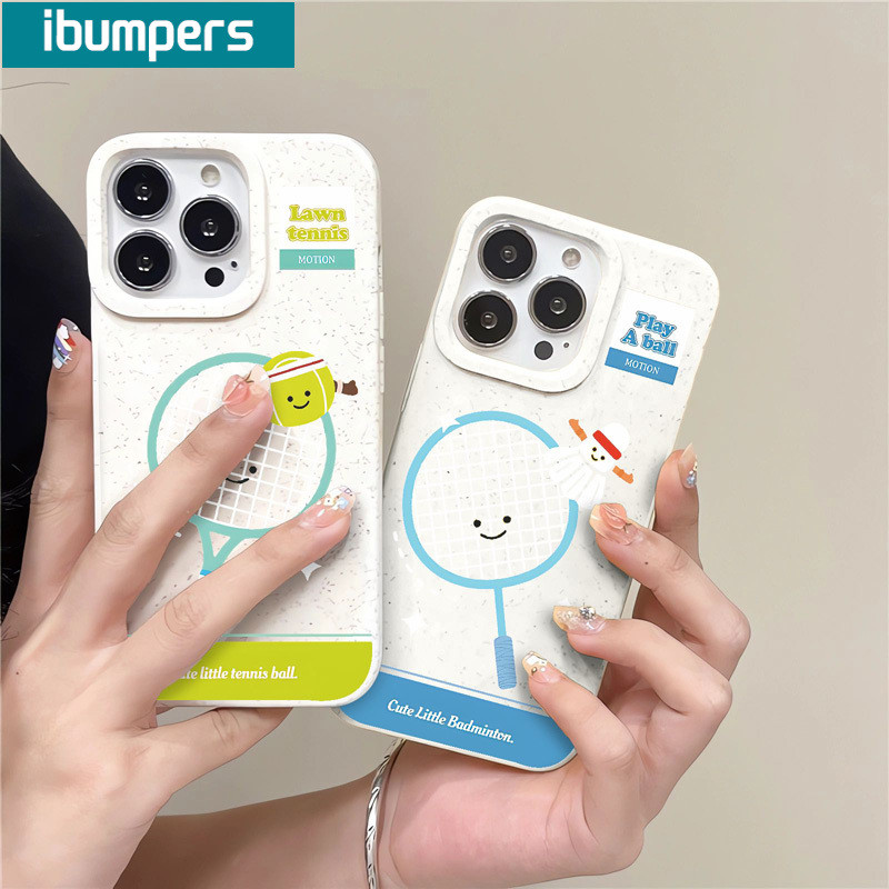 ibumpers Ốp Lưng IPhone Hoạt Hình Dễ Thương Tennis Họa Tiết Cầu Lông Cho IPhone 16 15 14 12 13 11 Pro Max IP 7 8 Plus X XS XR Ốp Điện Thoại Silicon Mềm Chống Sốc
