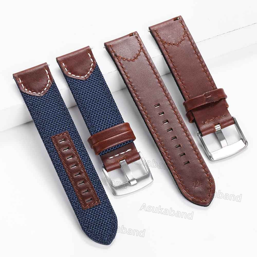 Dây Đeo Đồng Hồ Bằng Vải denim Và Da Thật 20mm 22mm y2k Tháo Gỡ Nhanh Phong Cách Cao Bồi Cổ Điển Cho Nam Và Nữ