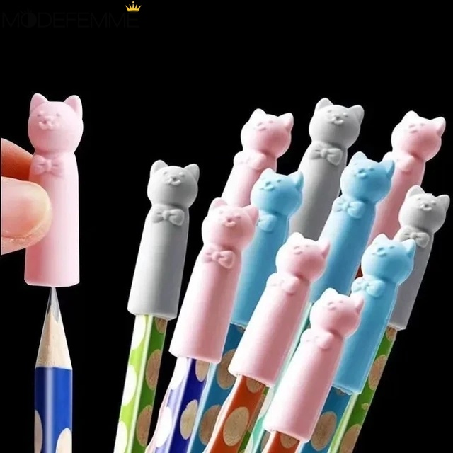 Cục Tẩy Bút Chì / Vỏ Bọc Bảo Vệ Đầu Bút 2 Trong 1 in Họa Tiết Hoạt Hình Dễ Thương Cho Học Sinh