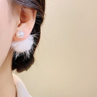 Niche Bông Tai Lông Chồn Sang Trọng Phong Cách Hàn Quốc