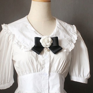 READY STOCK Women's Camellia Bow Ties with Pins College Style Rose Blouse Dress Neckties Collar Accessories