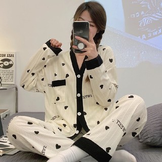 Bộ Đồ Ngủ Tay Dài Cổ Chữ v Cao Cấp Dễ Thương Phong Cách Phương Tây Thời Trang Xuân Thu Dành Cho Bạn Nữ
