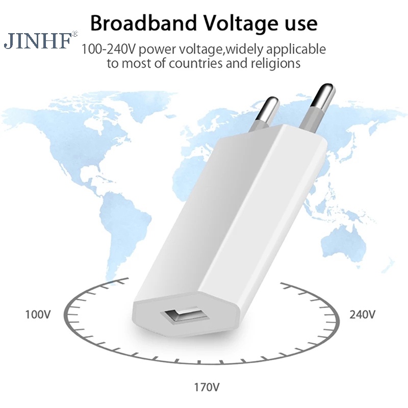 Jinhf Phích Cắm Sạc Điện Thoại usb ac Chuẩn Châu Âu Dùng Khi Đi Du Lịch