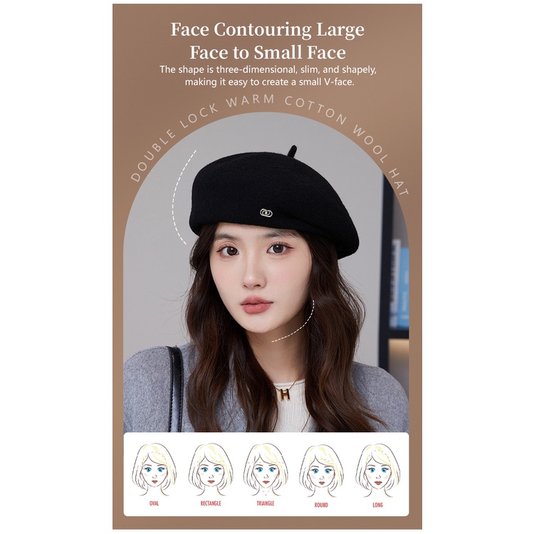 Mũ beret Len Thời Trang Cao Cấp