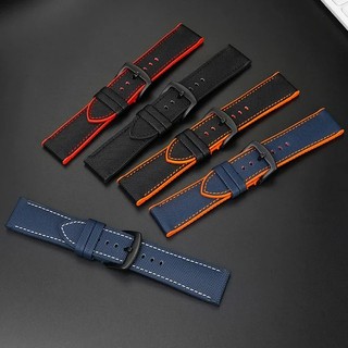 19 / 20 / 21 / 22 / 23 / 24mm Dây đeo đồng hồ đa năng thay thế dây đeo đồng hồ đáy cao su Nylon cho Longines cho nam Seiko Dây đeo cổ tay chống nước mềm mại
