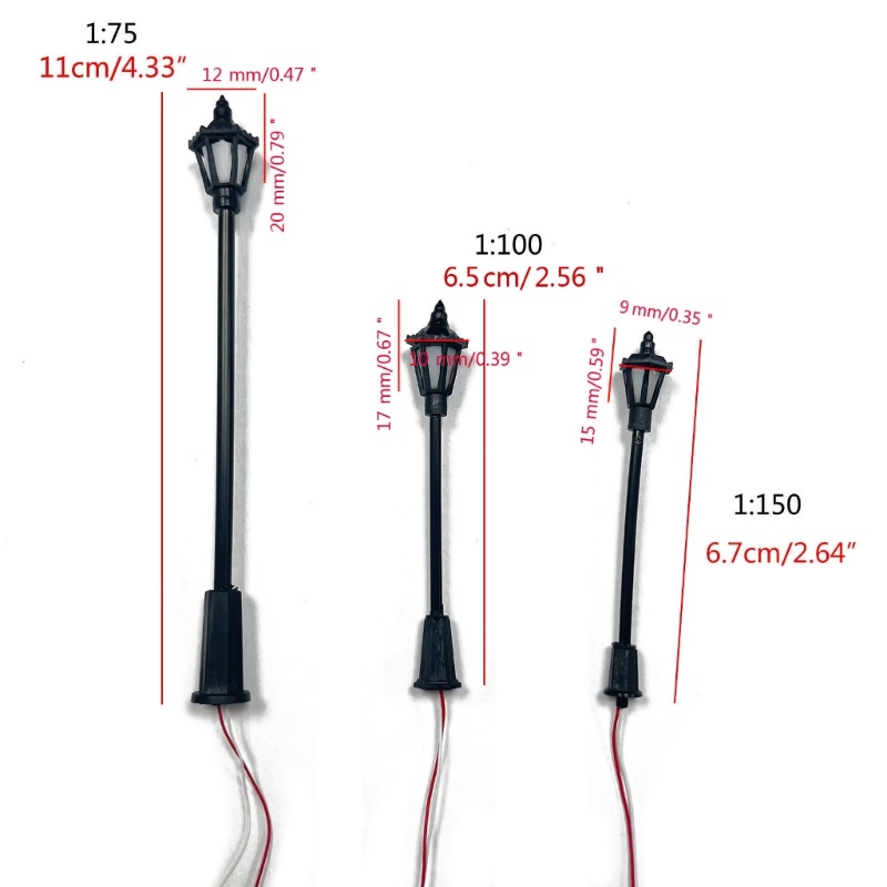 20pcs Model Street Lamp White Warm Light Model for Sand-table Exercise