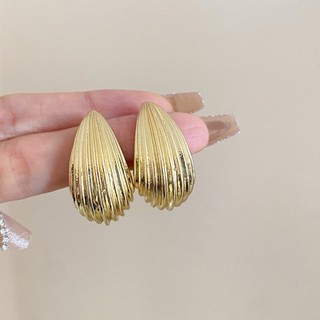 Khuyên Tai Cao Cấp Hình Giọt Nước Họa Tiết Kẻ Sọc Đơn Giản Độc Đáo Phong Cách Âu Mỹ