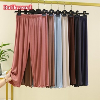 Phụ Nữ Quần Mùa Hè Thời Trang Quần Rộng Thường Ngày Đồng Bằng Ruffle edge Quần Rời