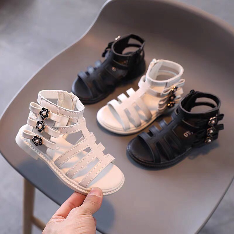 sandal bé gái chiến binh hoa có khoá kéo cinh xắn chống trượt size đai đi học đi chơi 516 Chip & mom