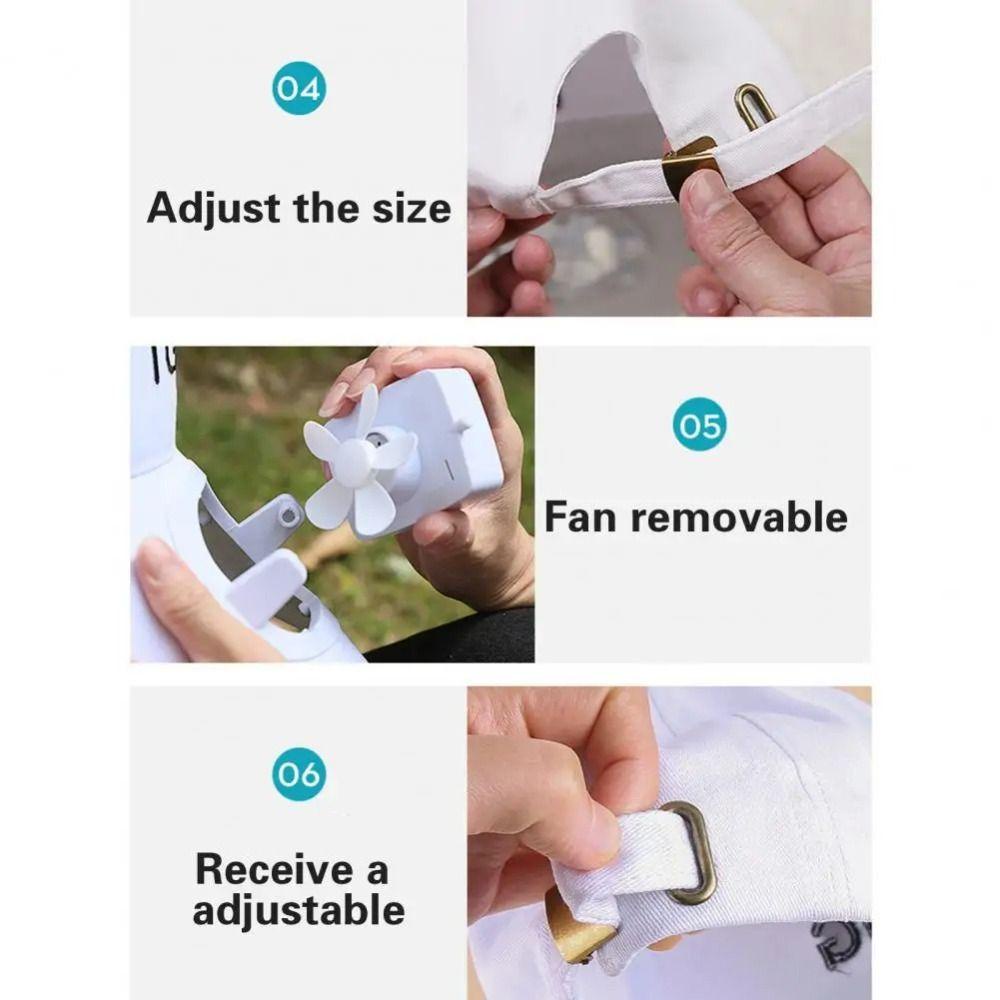Wanyedi Fan Sunhat, Quạt Sạc USB Gió Mạnh Mũ Bóng Chày, Sạc Thường Ngày Vành Dài Quạt Có Thể Tháo Rời Chống Nắng Mũ Nam Nữ