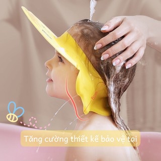 Mũ gội đầu vịt con cho bé Mũ chắn nước gội đầu có khóa cho bé  nón tắm gội đầu bé điều chỉnh kích thước Bunnies