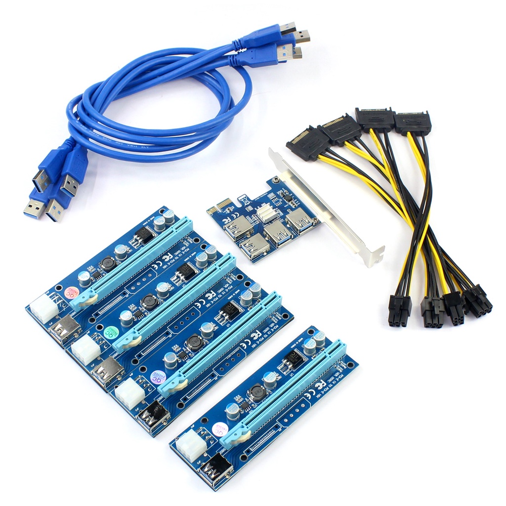 Card Đồ Họa Mở Rộng Chuyển Đổi USB 3.0 PCI-E Express 1x Sang 16x Pcie 1 Sang 4 USB Cho Miner BTC Litcoin