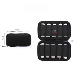 Túi xách LEAFYHOME, Ổ đĩa Flash USB 6 khe 10 khe Túi lưu trữ, Bộ sắp xếp đĩa USB di động bằng vải Polyester màu đen để làm việc
