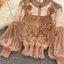 GỖ 2 Cái / bộ Áo Dài Tay, Vintage Ren Puff Crop Top, Mùa Hè Hàn Quốc Giảm Béo Thường Ngày Áo Sơ Mi Nữ Quần Áo Nữ