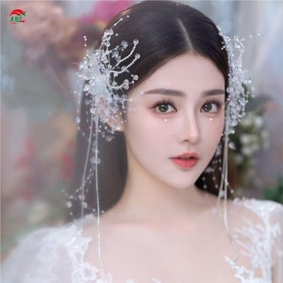 Pha Lê Bướm Tóc Barrettes Kẹp Cưới Cô Dâu Tua Rua Trang Trí Mũ Đội Đầu