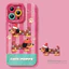 Ốp điện thoại hình chó xúc xích màu hồng dễ thương + dây buộc cho iPhone 17 16 15 14 13 12 11 Pro Max X Xr Xs Max 7 8 Plus SE2020