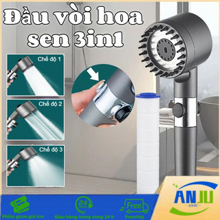 Vòi sen Tăng áp bộ 3 trong 1,Đầu vòi hoa sen 3in1,Tăng áp vòi phun hoa sen phòng tắm tay cầm đa năng