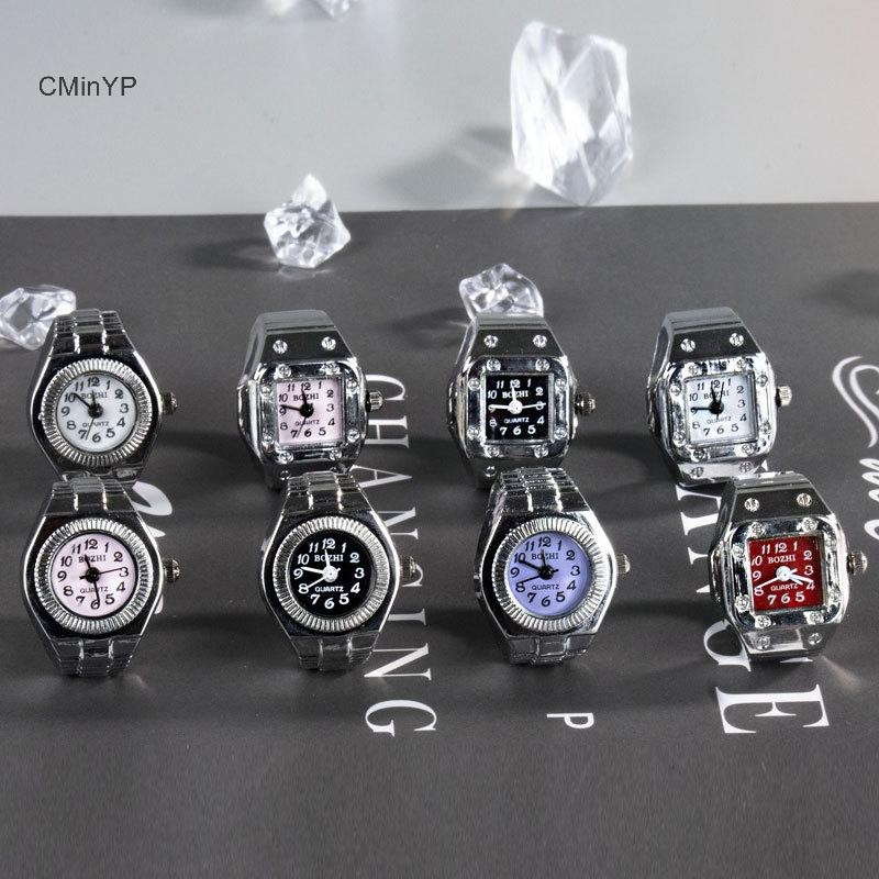 Cminyp Vintage Nhẫn Punk Thạch Anh Đồng Hồ Nhẫn Dành Cho Cặp Đôi Nữ Người Hip hop Thoáng Mát Co Giãn Co Giãn Đồng Hồ Ngón Tay Nhẫn Cá Tính Hip-hop Phụ Kiện Vinh Quang