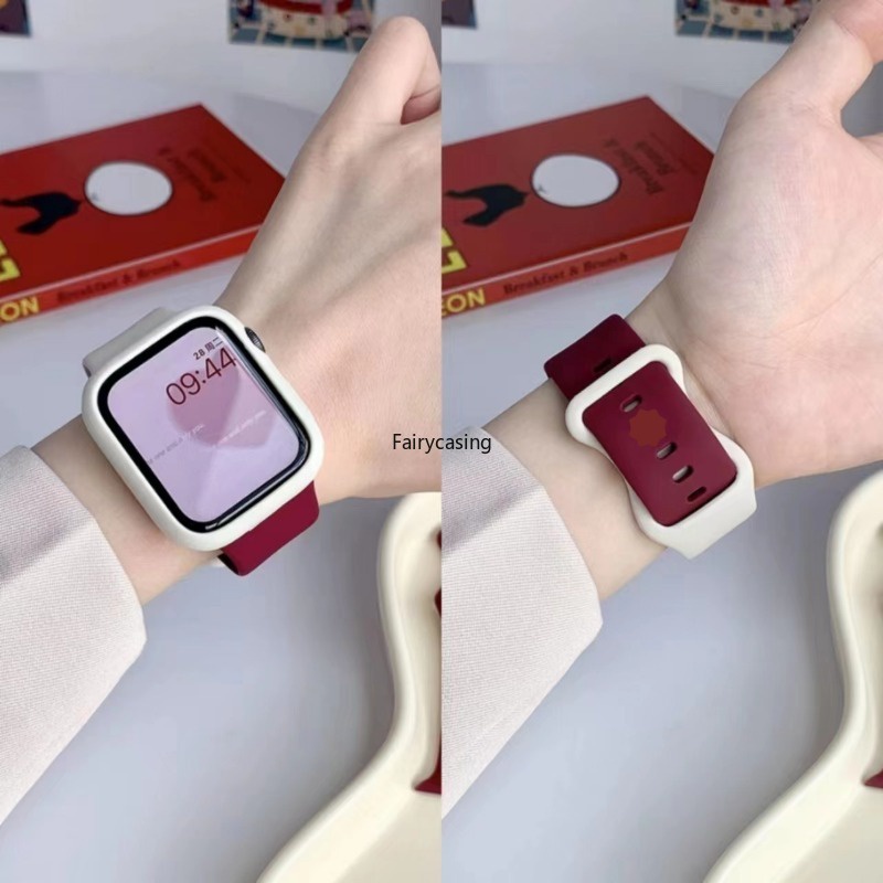Dây đeo hai màu cho Apple Watch 46MM Band Series 11 10 9 8 7 SE 6 5 3 Vòng đeo tay thể thao thoáng khí bằng silicon cho iWatch 41mm 45mm 40mm 44mm 38mm 42mm Ultra 49mm