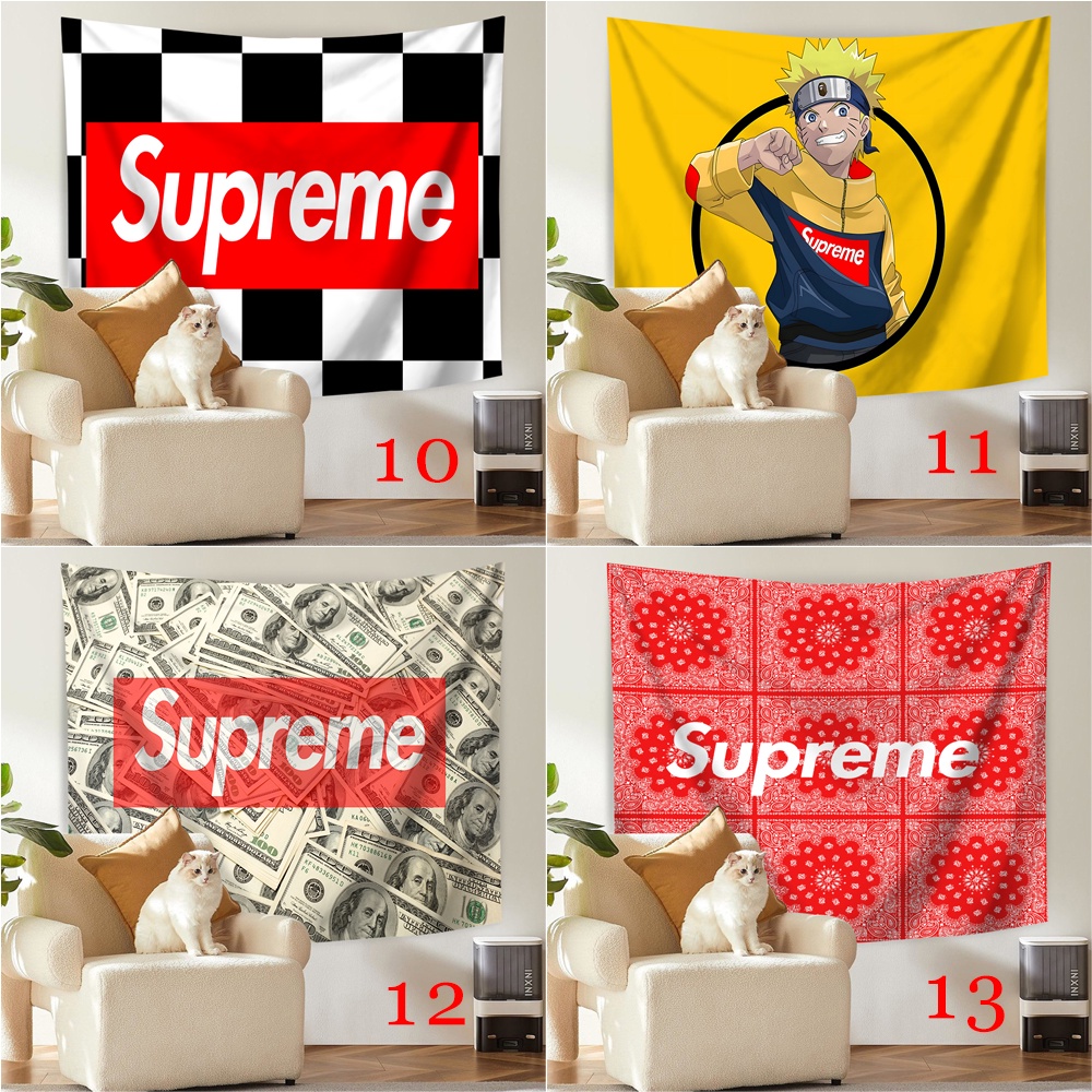 Tấm Thảm Treo Tường Trang Trí Phòng Ngủ In logo supreme Kèm Kẹp Tiện Dụng
