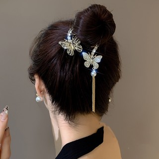Mới Kẹp Tóc Hình Bướm Đính Ngọc Trai Đơn Giản Xinh Xắn