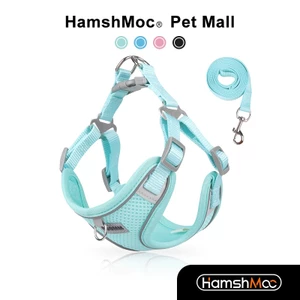 HamshMoc Bộ dây nịt và dây xích có thể điều chỉnh cho chó phản quang Dây dẫn bền có tay cầm mềm cho chó nhỏ vừa