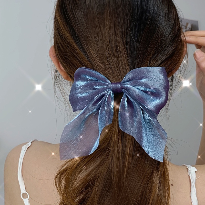 Kẹp Tóc Nơ satin Đính Ngọc Trai Siêu Nữ Tính / Kẹp Tóc Đuôi Ngựa Bằng Nơ Lớn Phong Cách Hàn Quốc Ngọt Ngào / Phụ Kiện Tóc Đuôi Ngựa Cho Nữ Giá Đỡ