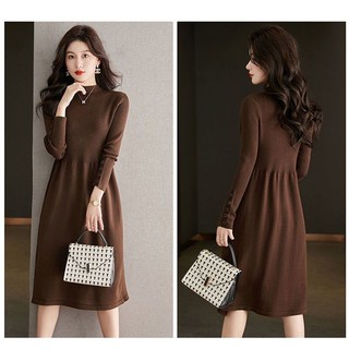 Đầm sweater Dệt Kim Ôm Eo Phong Cách Thời Trang Thu Đông Mới 2023