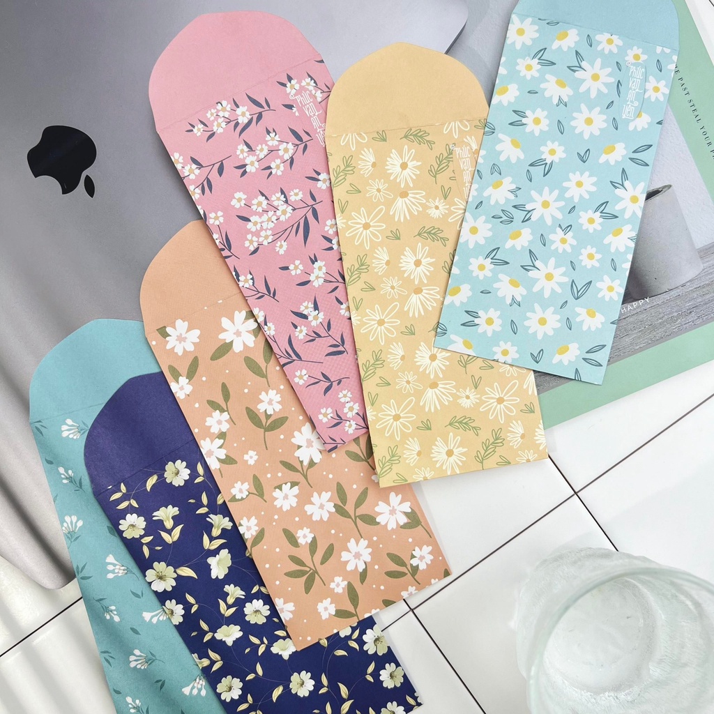 SET GX008 - Bao lì xì cao cấp của Gác Xép họa tiết hoa văn chất liệu Kraft nhật nhập khẩu Tết 2024