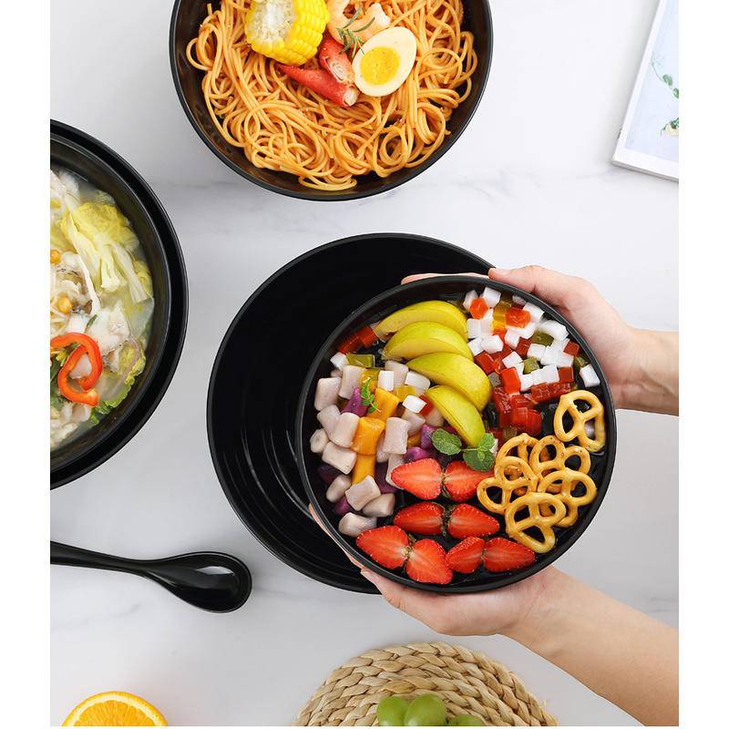 Bát Ăn Mì / salad Bằng Nhựa Lúa Mì Màu Đen Phong Cách Nhật Bản