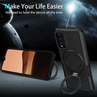 Dành Cho Vivo Y20 2021 Y20S Y20i Y12S Y12A Y20S G Ốp điện thoại Có Giá Đỡ Vòng PC Cứng Mặt Sau Mềm TPU Edge Quân Sự Cấp Chống Rơi Vỏ Mỏng Chống Sốc