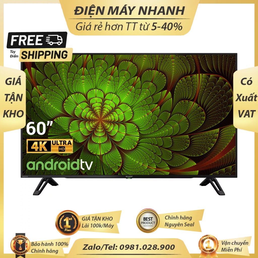 4TC60CK1X Smart Tivi Sharp 4K 60 inch 4TC60CK1X Android TV NB