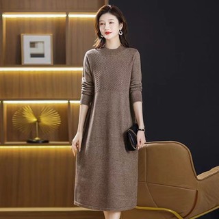Đầm Dệt Kim Tay Dài Dáng Rộng Thời Trang Thu Đông Xinh Xắn Cho Nữ