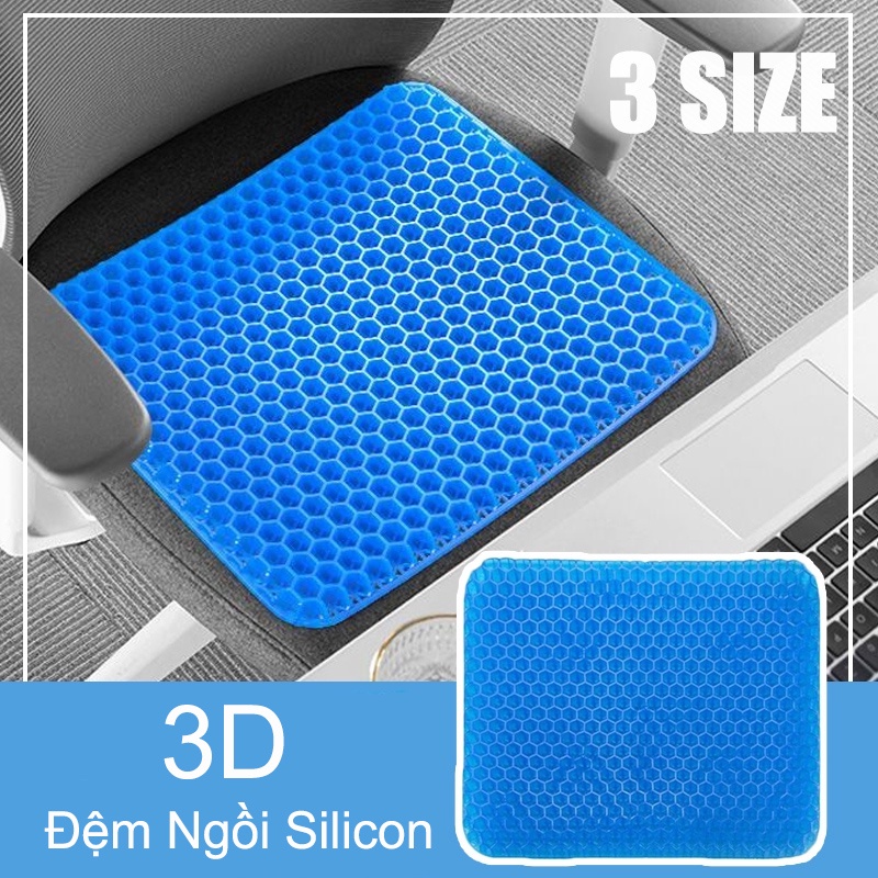 Đệm Ngồi Silicon 3D 2 Lớp Thoáng Khí Nệm Ngồi Ghế Ô Tô, Ệm Lót Ghế Silicon Văn Phòng Chống Đau Mỏi Lưng