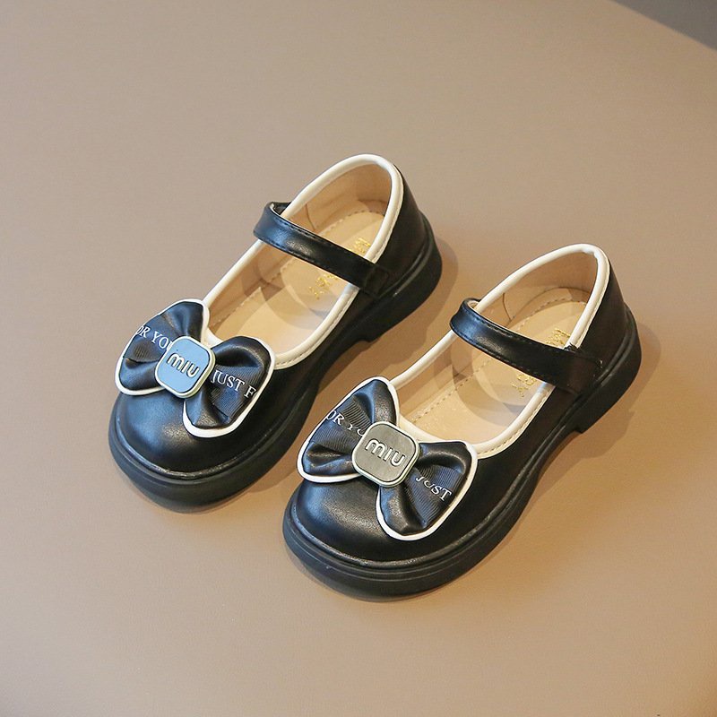 giày búp bê bé gái giày bệt cho bé da PU mềm êm chân chống trượt nơ xinh xắn size đại MG BABY đen trắng full box BB8808