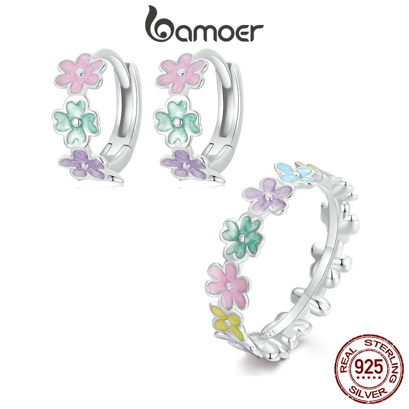 Bamoer Bông Tai Bạc sterling 925 Hình Hoa Cho Nữ