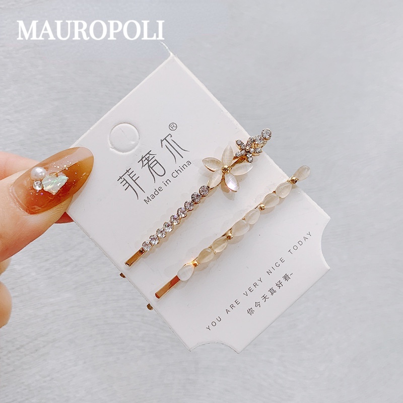 Mauropoli Kẹp Tóc Mắt Mèo Phong Cách Hàn Quốc Dễ Thương, Kim Cương Giả, Dùng Cho Tóc Gãy, Phù Hợp Sinh Viên
