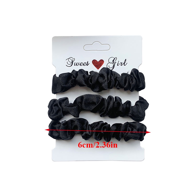 Set 3 Dây Buộc Tóc Cao Su Lụa Co Giãn Màu Sắc Trơn Dành Cho Nữ
