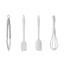 FUHUIOT 4 / 6 Bộ dụng cụ nấu ăn, Bộ dụng cụ nấu ăn chống dính bằng silicon, Dụng cụ cạo màu be Máy đánh trứng công thái học Bộ dụng cụ làm bánh