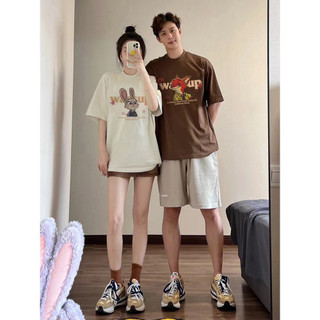 Áo thun cotton unisex cổ tròn tay ngắn, in độc đáo, form baggy cho nam nữ, cặp đôi