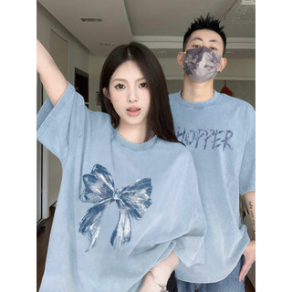 HIIXIIVI Áo thun unisex cotton tay ngắn, cổ tròn, in độc đáo, form baggy rộng