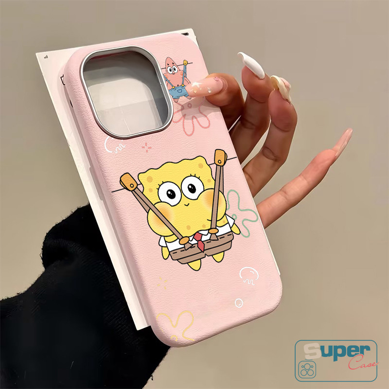 Ốp lưng cặp đôi SpongeBob Patrick hoạt hình ngộ nghĩnh Tương thích cho IPhone 16 11 15 13 14 12 Pro Max XR X XS Max 15Pro 11Pro 16Pro 14Pro 13Pro 12Pro Max Vỏ mềm da họa tiết sang trọng