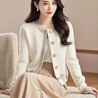Thời Trang Đơn Giản Màu Sắc Phù Hợp Áo Len Áo Khoác Nữ Xuân Thu Phong Cách Mới Rời Tính Khí Tất Cả Trận Đấu Dệt Kim