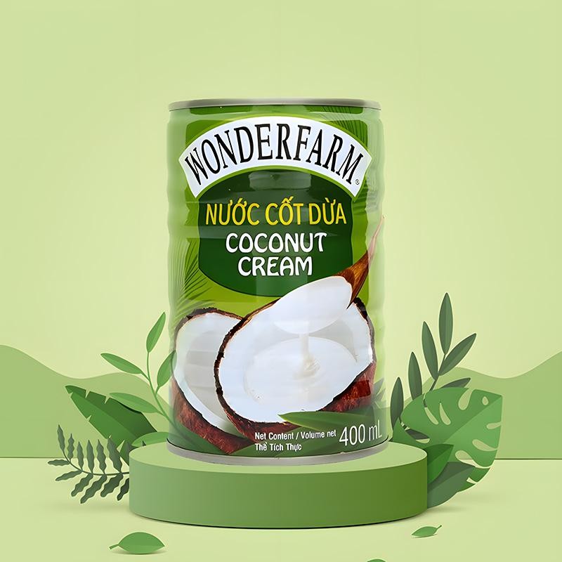 Nước Cốt Dừa Wonderfarm Hộp 400ml Béo Ngậy Thơm Ngon Bổ Dưỡng Cho Món Chè Sánh Mịn