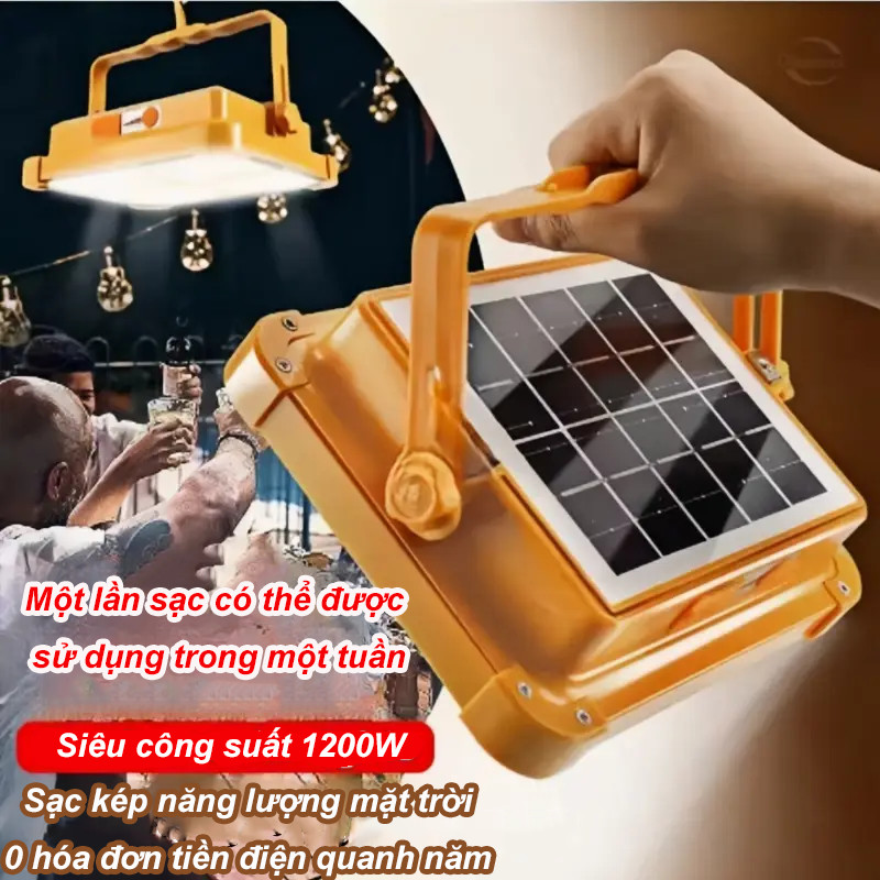 Đèn LED Năng Lượng Mặt Trời Cầm Tay 1200W, Với ThờiGian Sử Dụng Cực Lâu，Đa Năng, Chống Nước, Đổi Màu