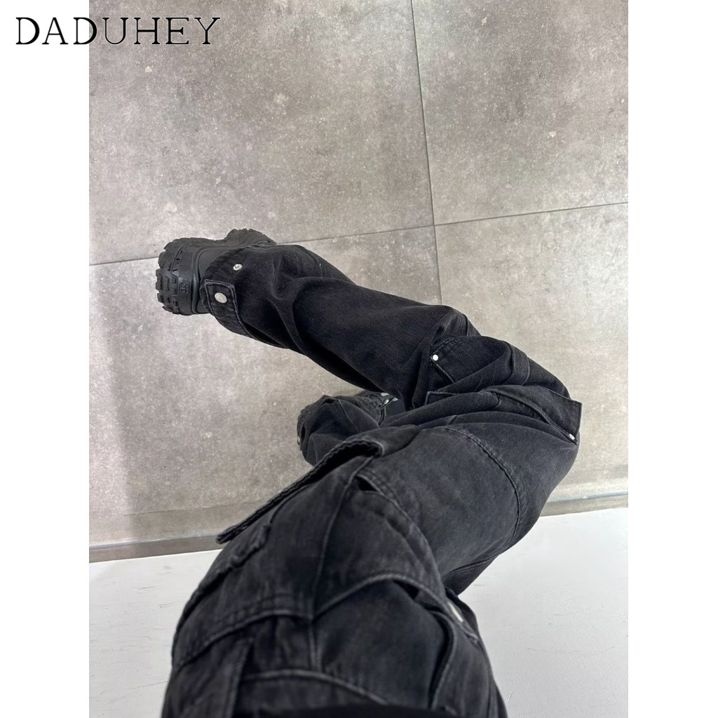 Ảnh DaDuHey New American Ins High Street Multi-pocket Casual Overalls Niche High-waisted Wide-leg Pants 4