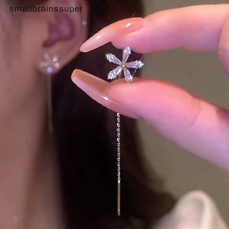 Smallbrainssuper Khuyên Tai Dây Dài Dạng Chuỗi Hạt Mặt Ngôi Sao Trái Tim Thả Dây Thẳng Thời Thượng sbs